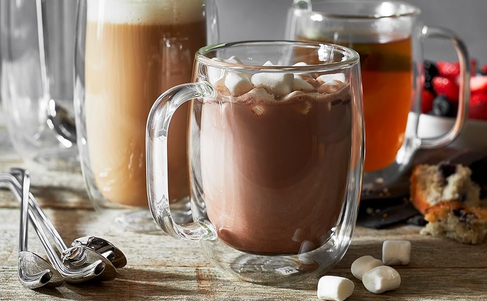 12oz Double Wall Glass Coffee Mug - Image 2