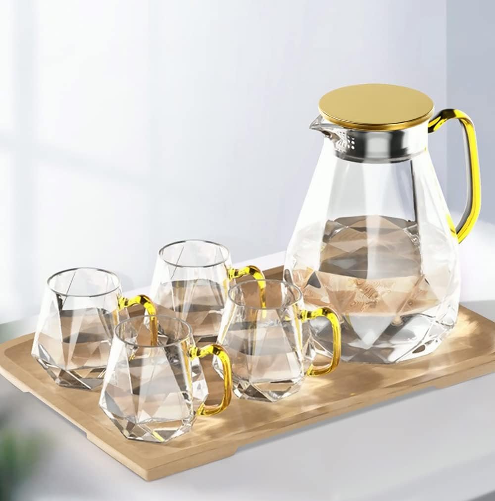 Glass Pitcher with Golden Lid & Spout ( 2L / 68 oz) - Image 2