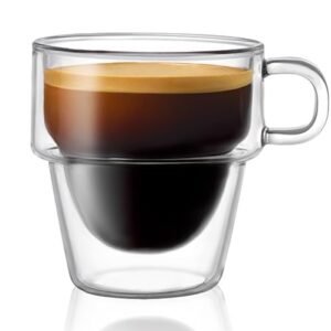 5 oz Double Wall Insulated Espresso Stackable Glass Cup