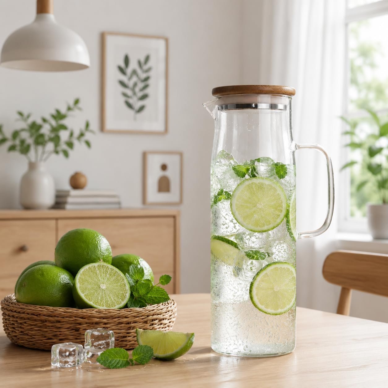 Glass Carafe with bamboo lid, 1.2L - Image 3