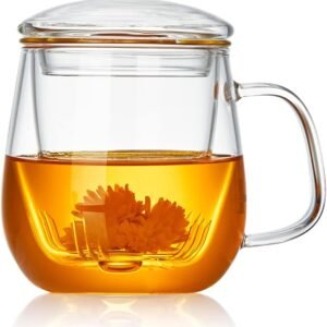 17.6oz Glass Tea Cup with Infuser and Lid