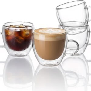 6oz Double Wall Insulated Glass Coffee Mug