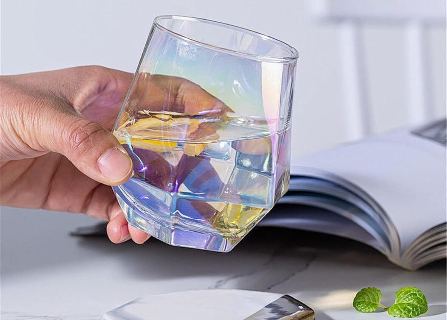 10oz Iridescent/Rainbow Stemless Wine Glass - Image 2