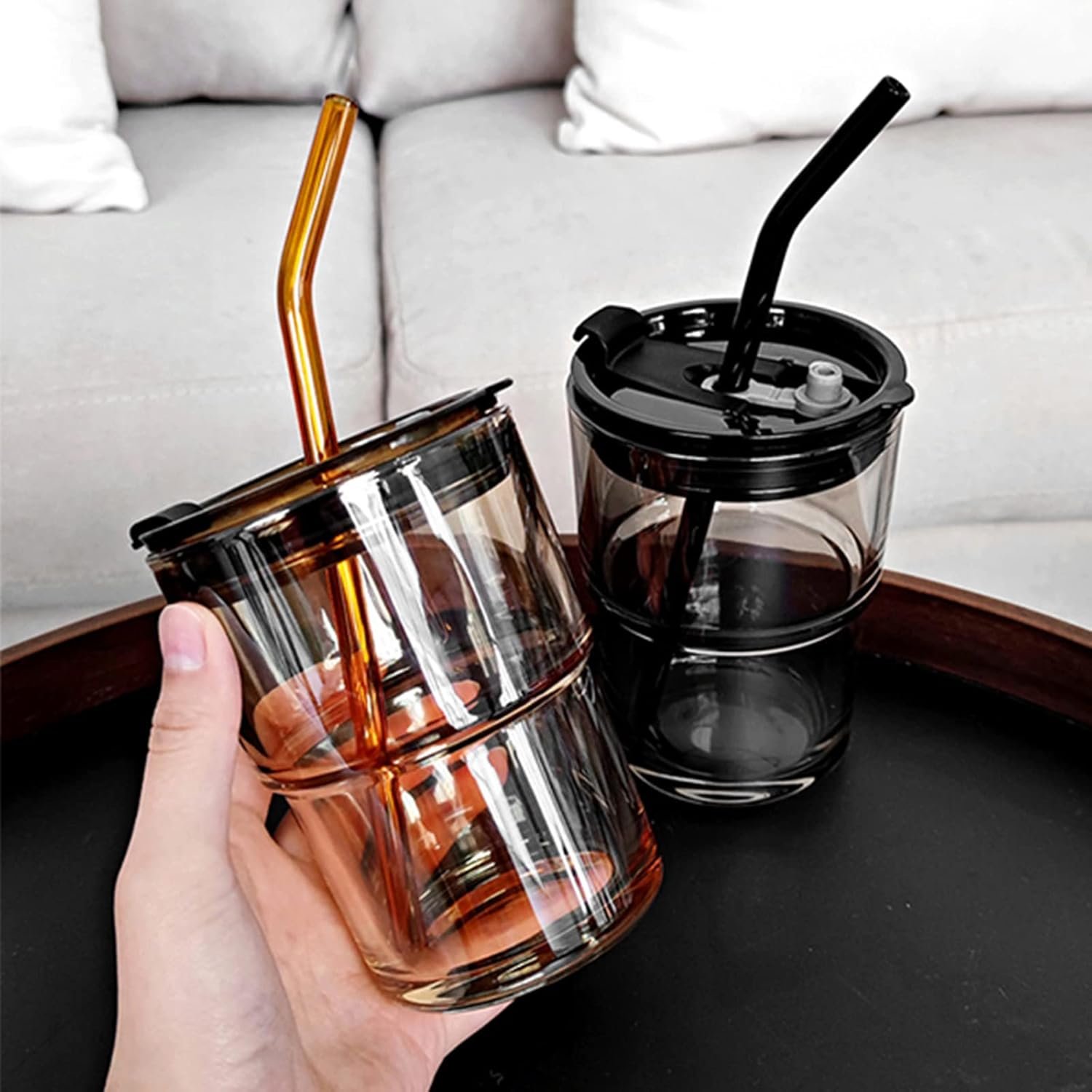 13oz Tumbler Water Glass with Straw and Lid Sealed - Image 2