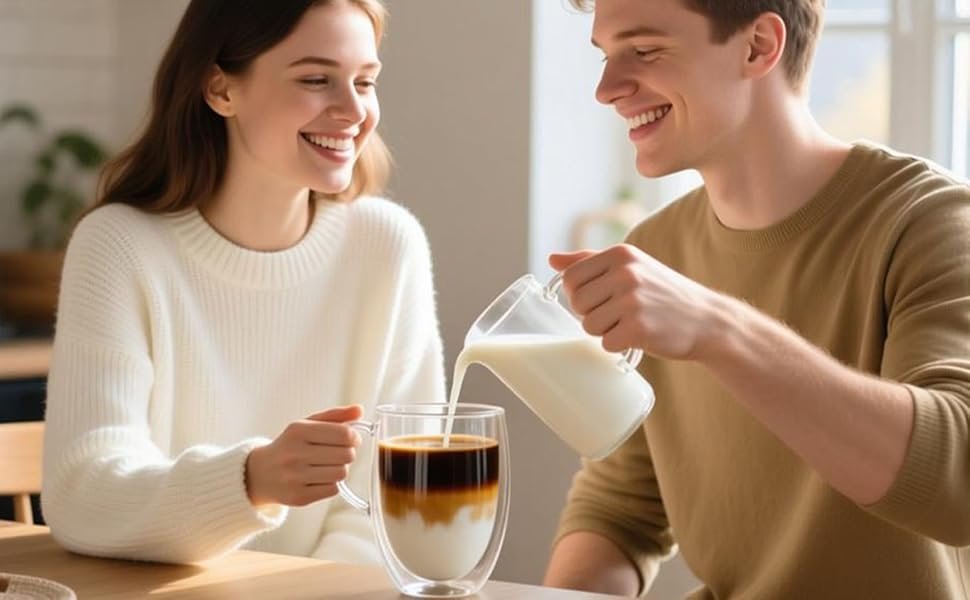15 oz Double Walled Glass Coffee Mug - Image 2