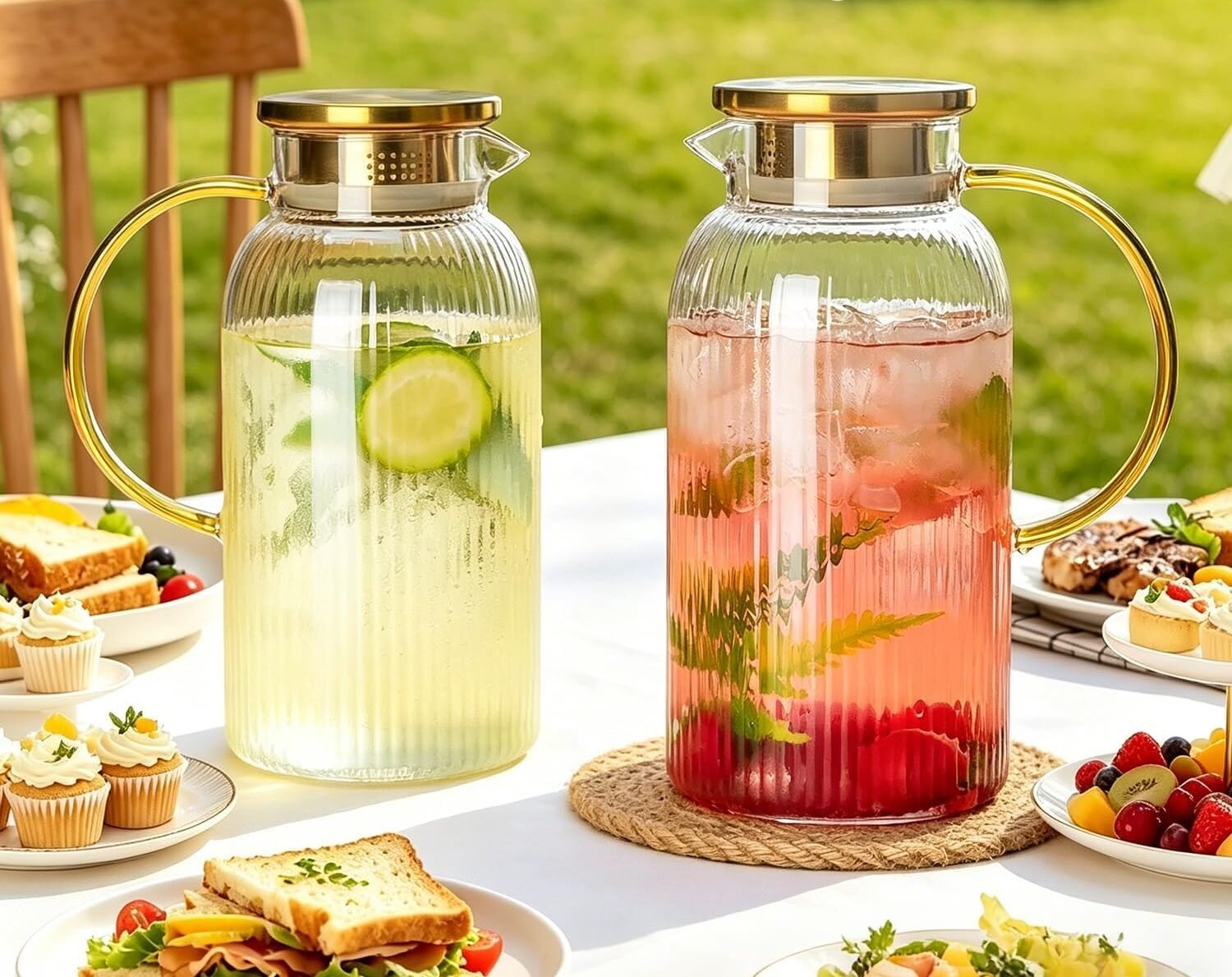 2.2 L Classic Vertical Stripes Water Pitcher with Handle - Image 4