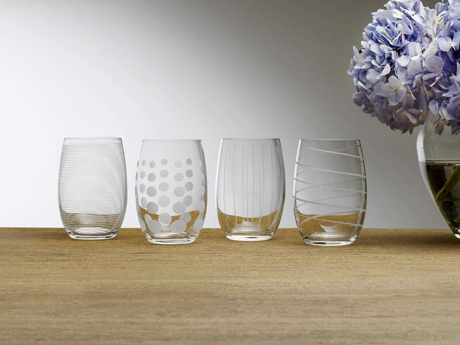 17oz Stemless Wine Glass with Ethched Pattern - Image 3