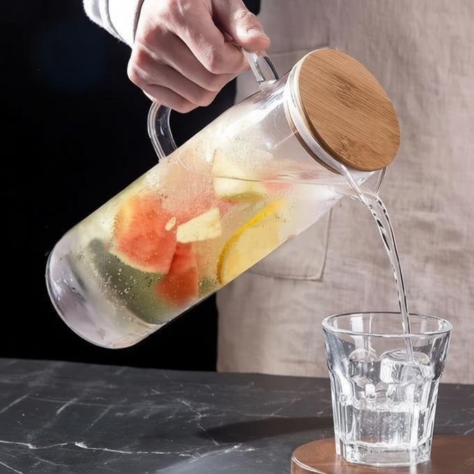 Glass Carafe with bamboo lid, 1.2L - Image 4