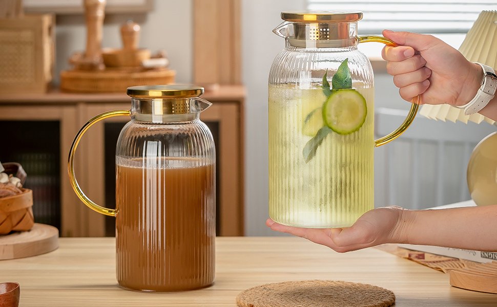 2.2 L Classic Vertical Stripes Water Pitcher with Handle - Image 2