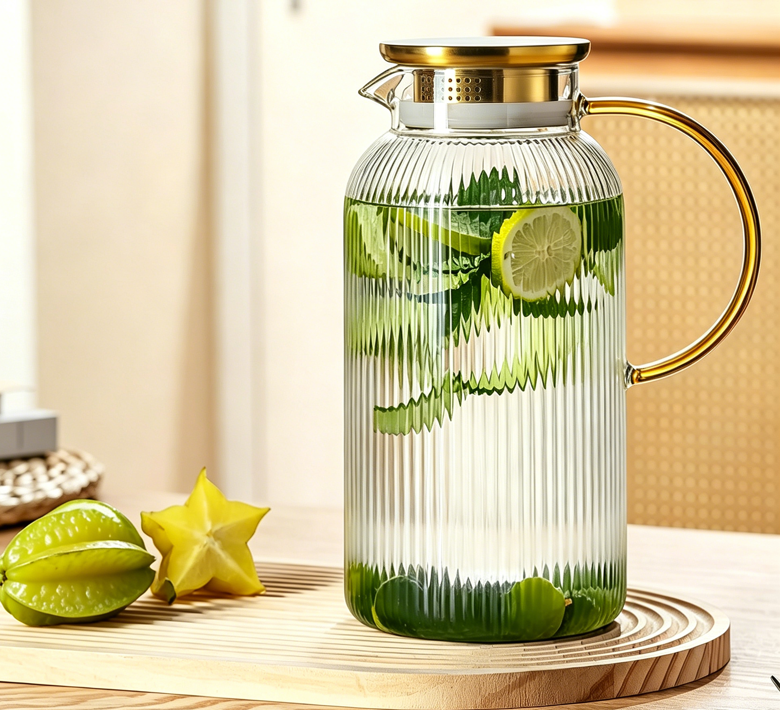 2.2 L Classic Vertical Stripes Water Pitcher with Handle - Image 3