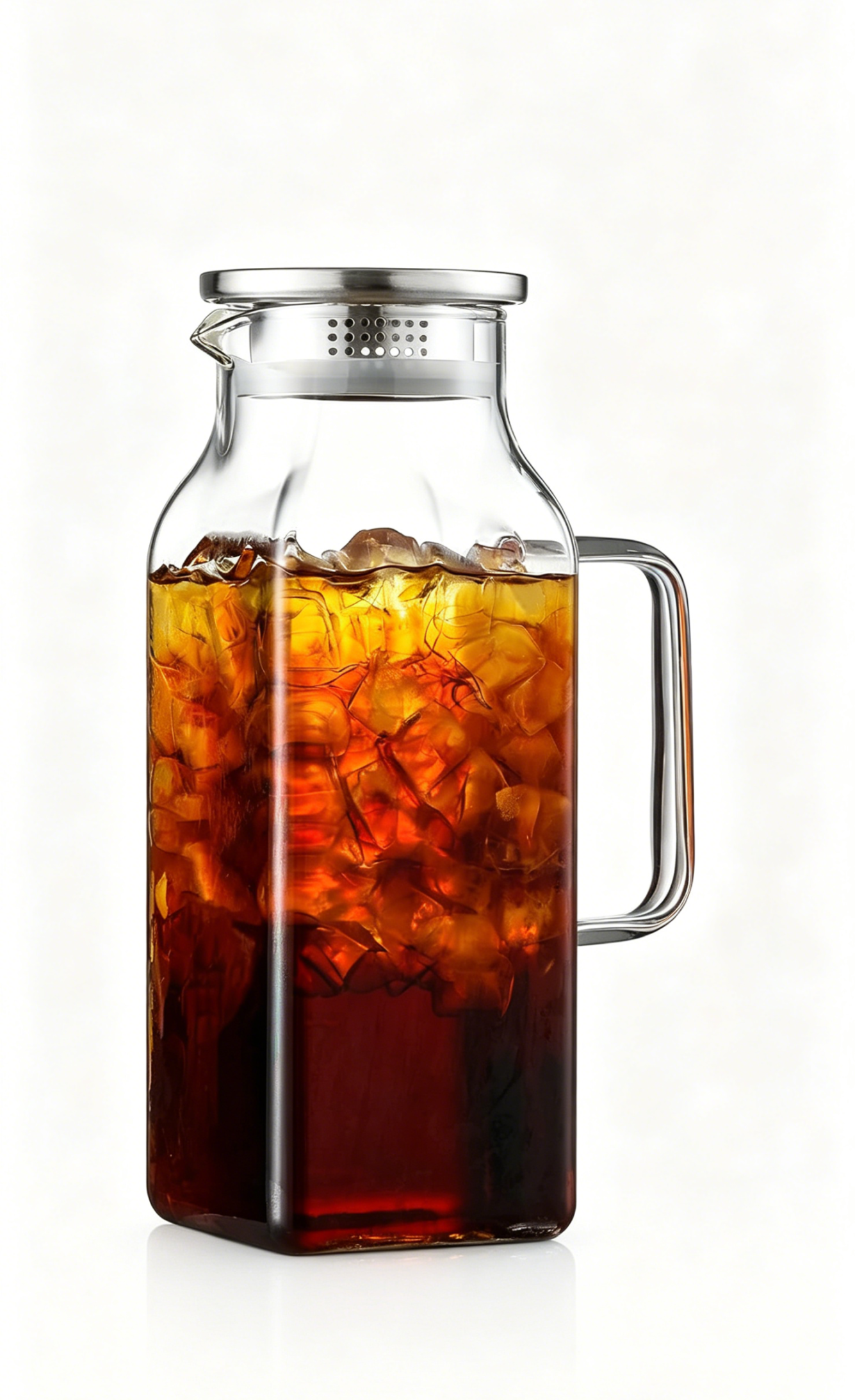 2L Square Glass Pitcher with Lid and Spout