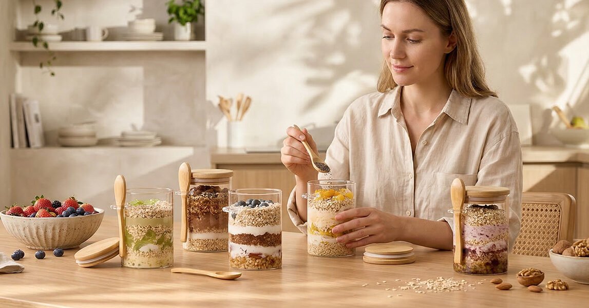 20oz Glass Container with Lid and Spoon - Image 4