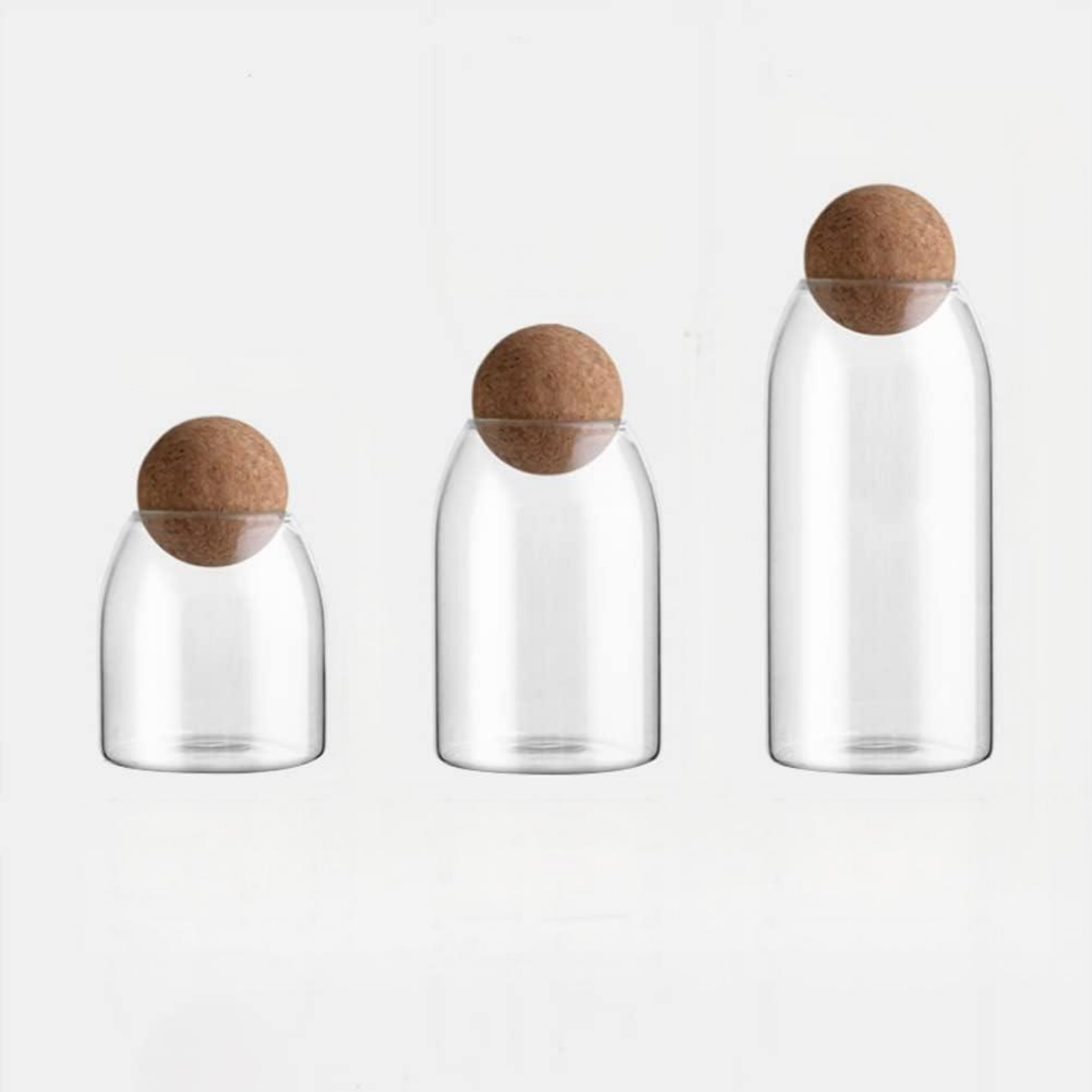 Glass Storage Container with Air Tight Wood Ball Lid