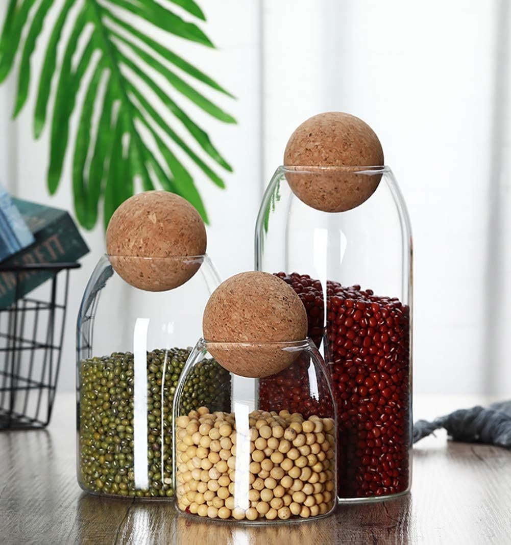 Glass Storage Container with Air Tight Wood Ball Lid - Image 2