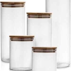 Glass Kitchen Canisters with Airtight Bamboo Lid