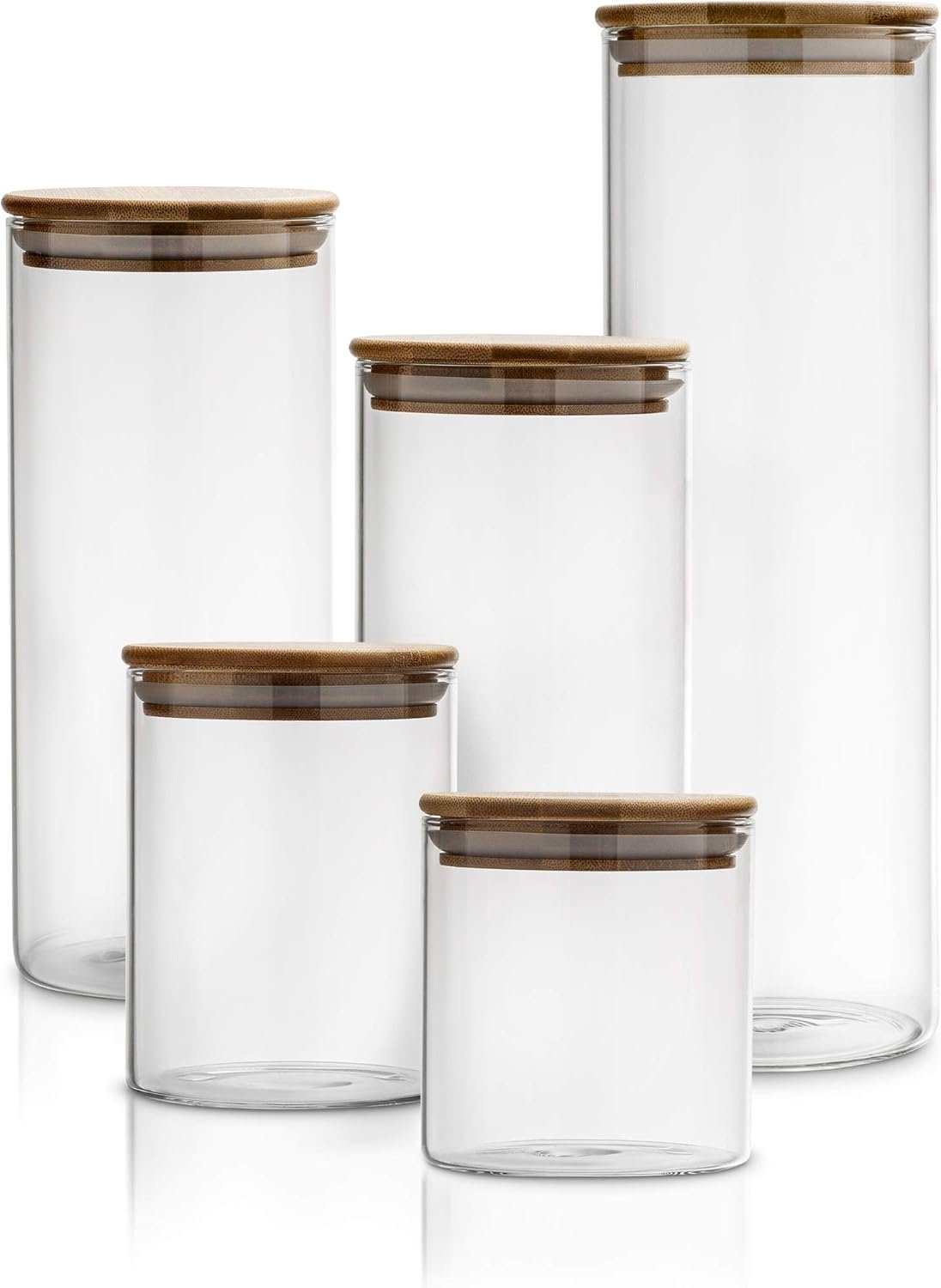 Glass Kitchen Canisters with Airtight Bamboo Lid