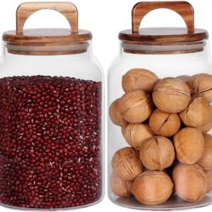 Glass Kitchen Canisters with Airtight Acacia Lid