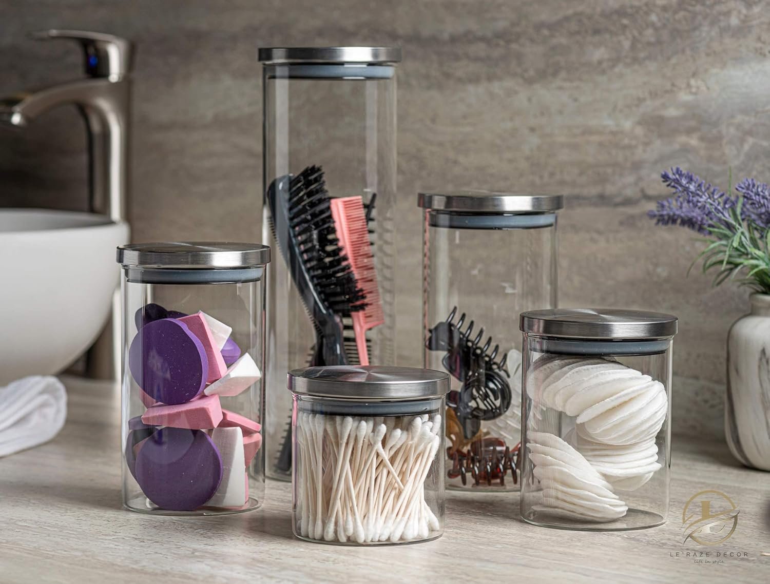 Kitchen Canisters by Glass with Airtight Stainless Steel Lid in Various Capacity - Image 2
