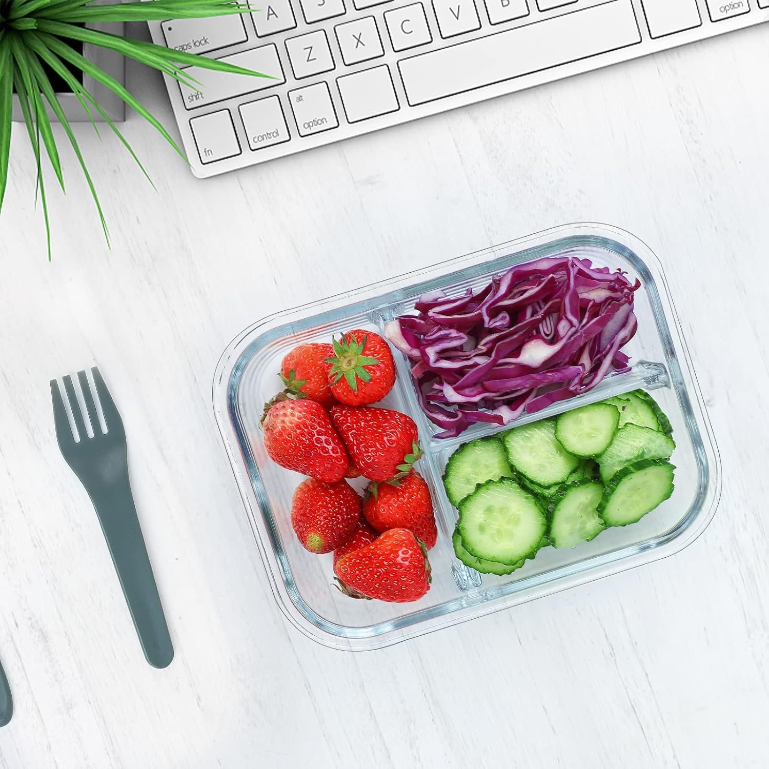 Glass Meal Prep Container 3 Compartments - Image 3