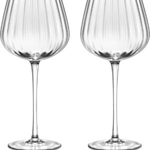 18.5oz Clear Ribbed Stemmed Wine Glass