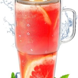 40 Oz Tumbler with Handle and Straw Glass Water Bottles