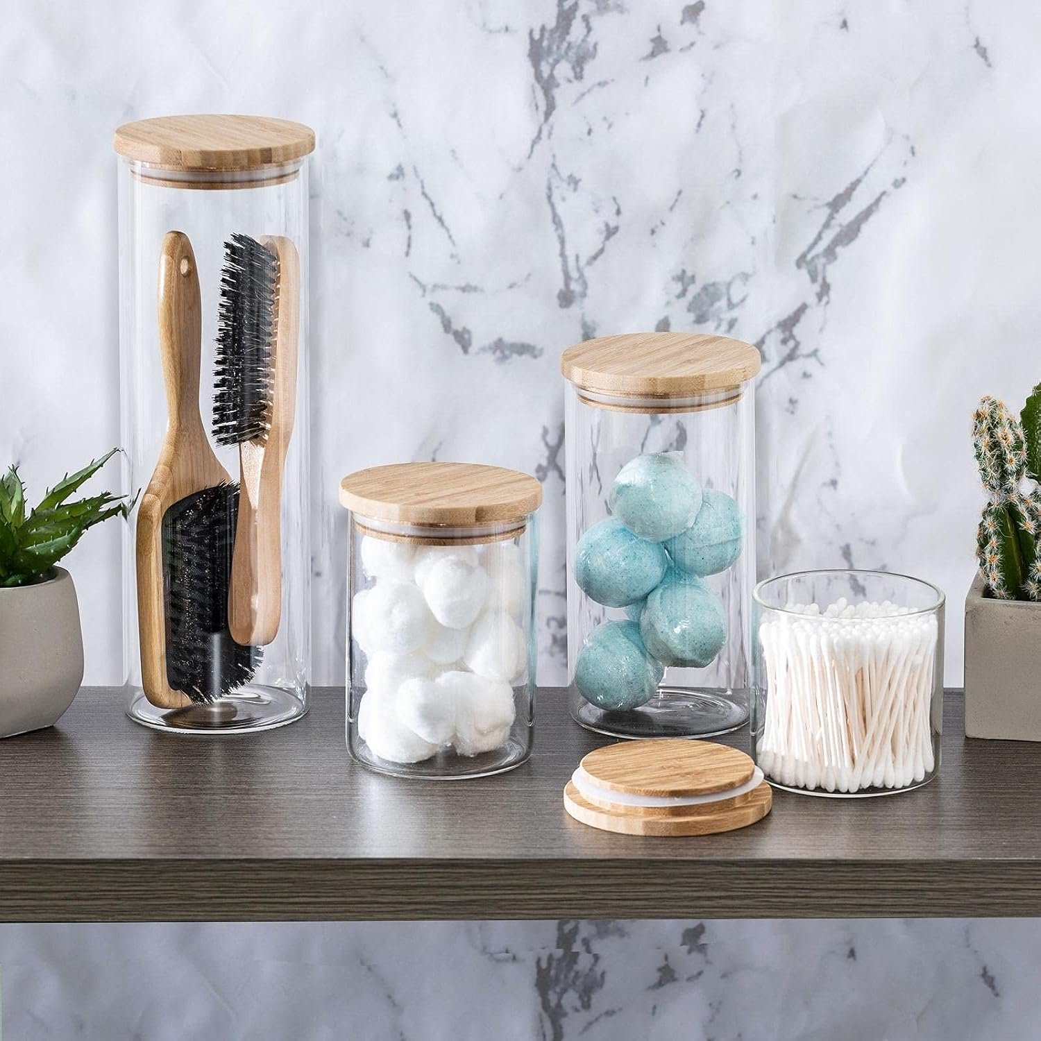 Glass Kitchen Canisters with Airtight Bamboo Lid - Image 3