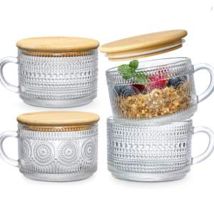 Vintage Overnight Oats Containers with Bamboo Lids