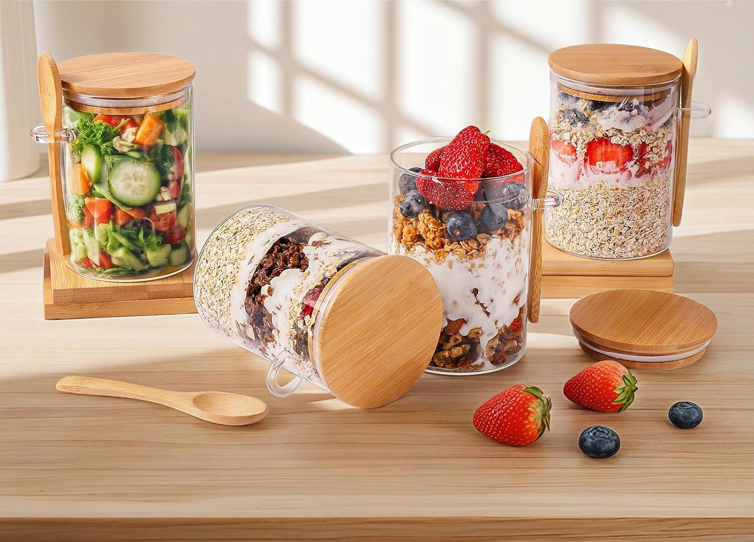 15oz Glass Container with Lid and Spoon - Image 4