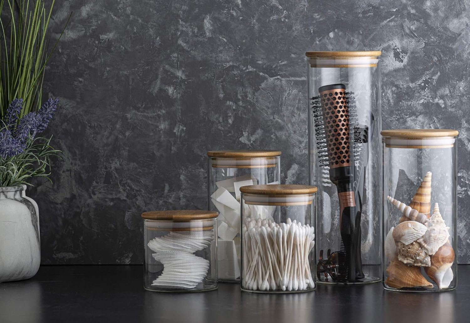 Glass Kitchen Canisters with Airtight Bamboo Lid - Image 2