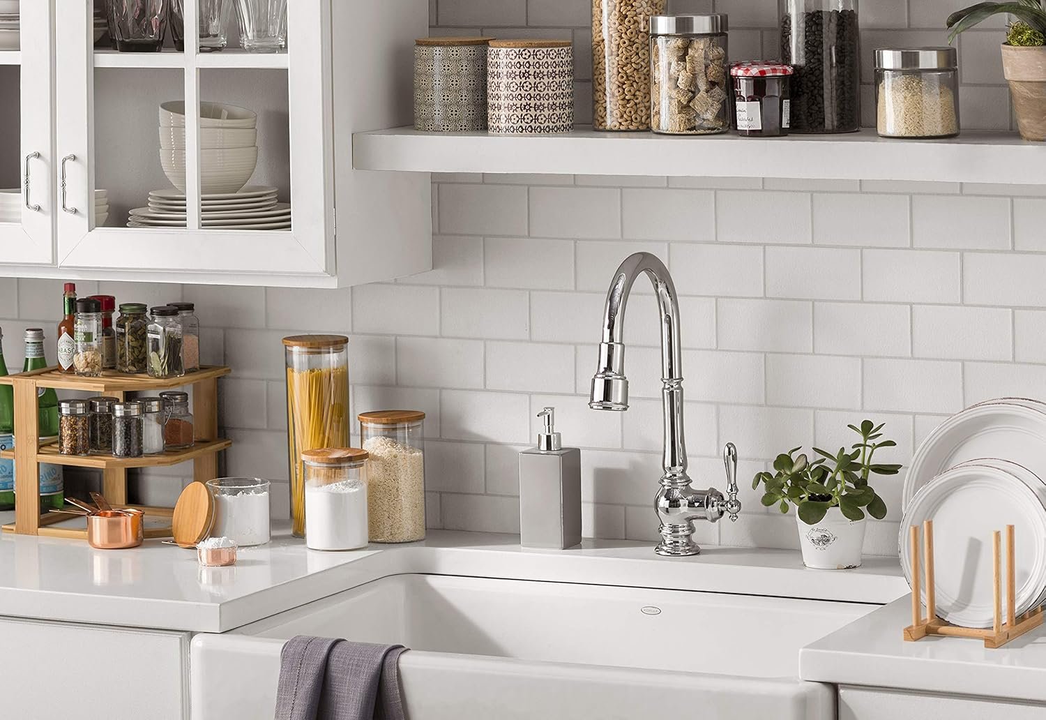 Glass Kitchen Canisters with Airtight Bamboo Lid - Image 4