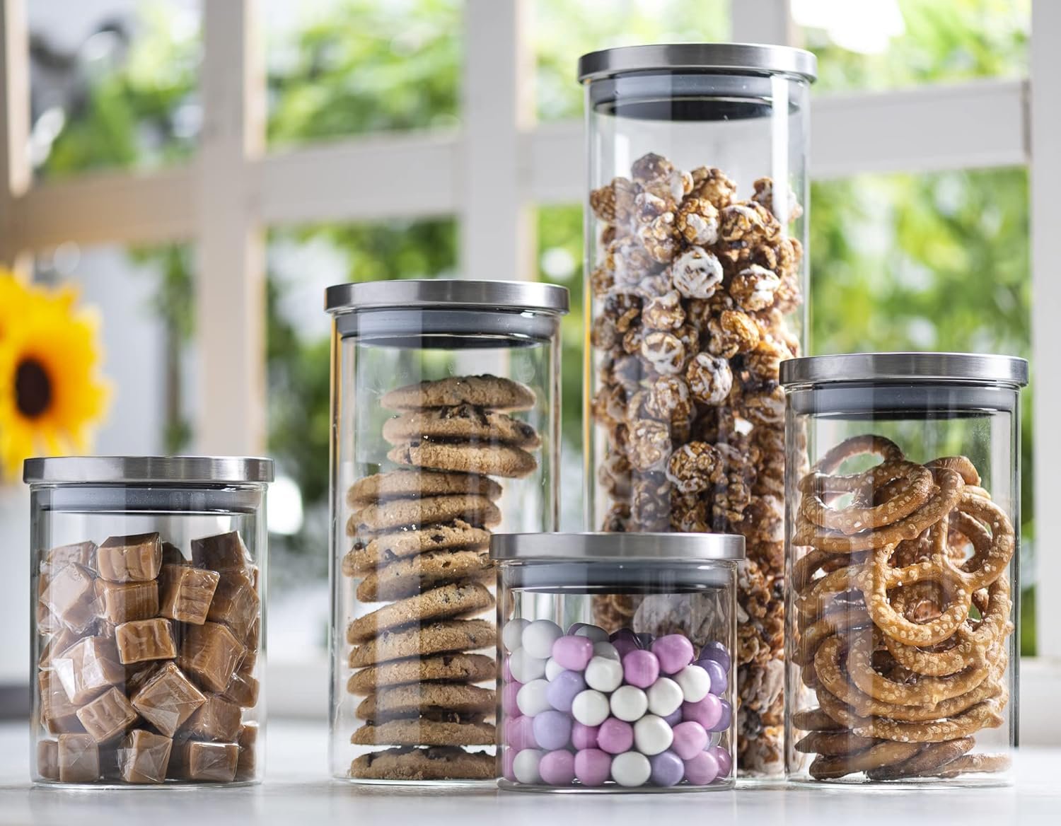 Kitchen Canisters by Glass with Airtight Stainless Steel Lid in Various Capacity - Image 3