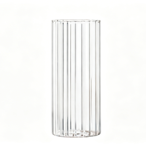 8 Inch Tall Ribbed Vase as Hurricane Floating Candle Holder