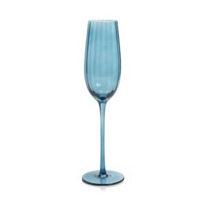 9oz Blue Ribbed Champagne Flute