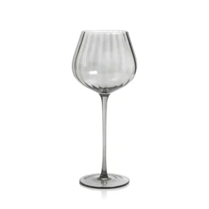 19.5oz Smoke Ribbed Stemmed Wine Glass