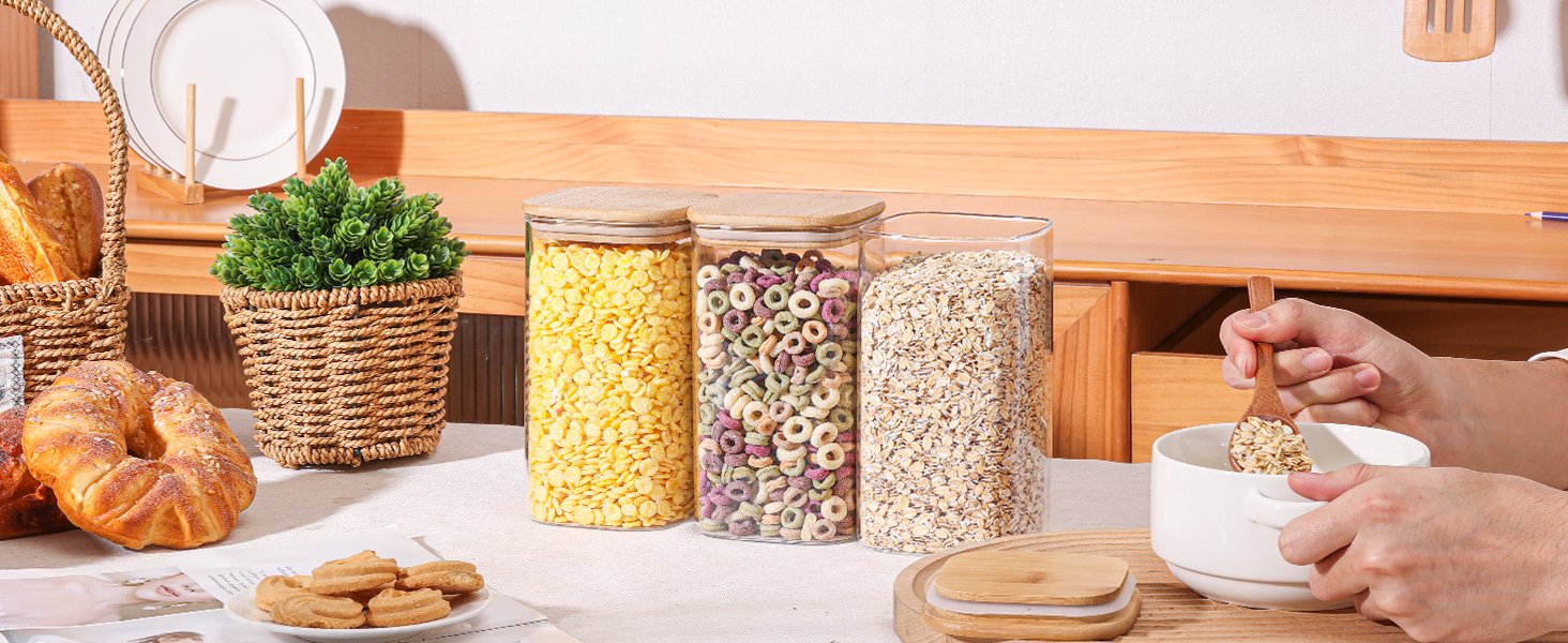 1.3L Square Glass Storage Containers with Lids - Image 2