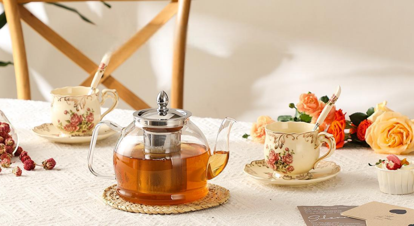 1L Glass Teapot with Removable Infuser - Image 3