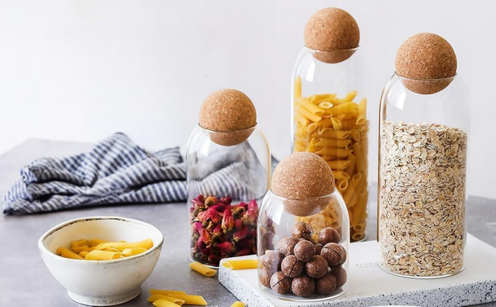 Glass Storage Container with Air Tight Wood Ball Lid - Image 4