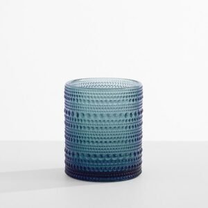 10oz Blue Jupiter Beaded Glass, Old Fashioned