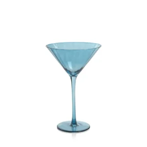 10.8oz Blue Ribbed Martini Glass
