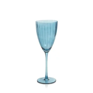 11.5oz Blue Ribbed White Wine Glass