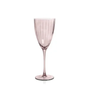11.5oz Pink Ribbed White Wine Glass