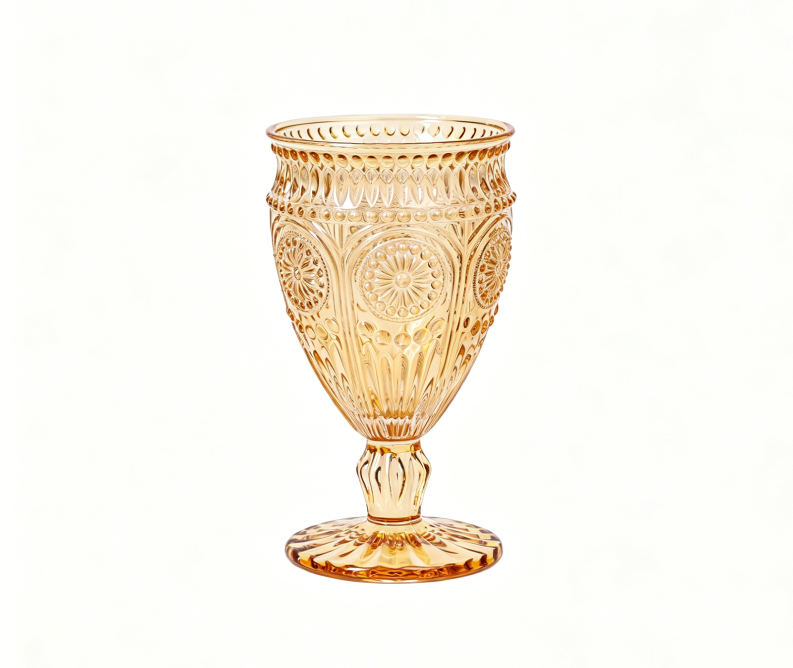 10oz Amber Vintage Wine Goblet with Embossed Pattern
