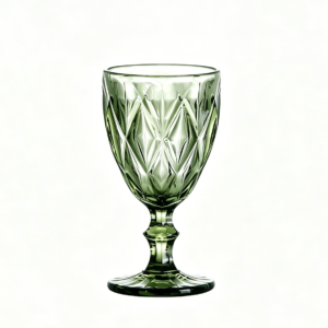 10oz Green Vintage Goblet with Embossed Pattern