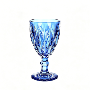 10oz Blue Vintage Goblet with Embossed Pattern