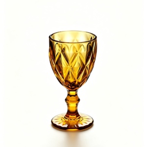 10oz Amber Vintage Goblet with Embossed Pattern
