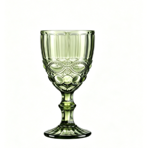 10oz Green Vintage Goblet with Embossed Pattern