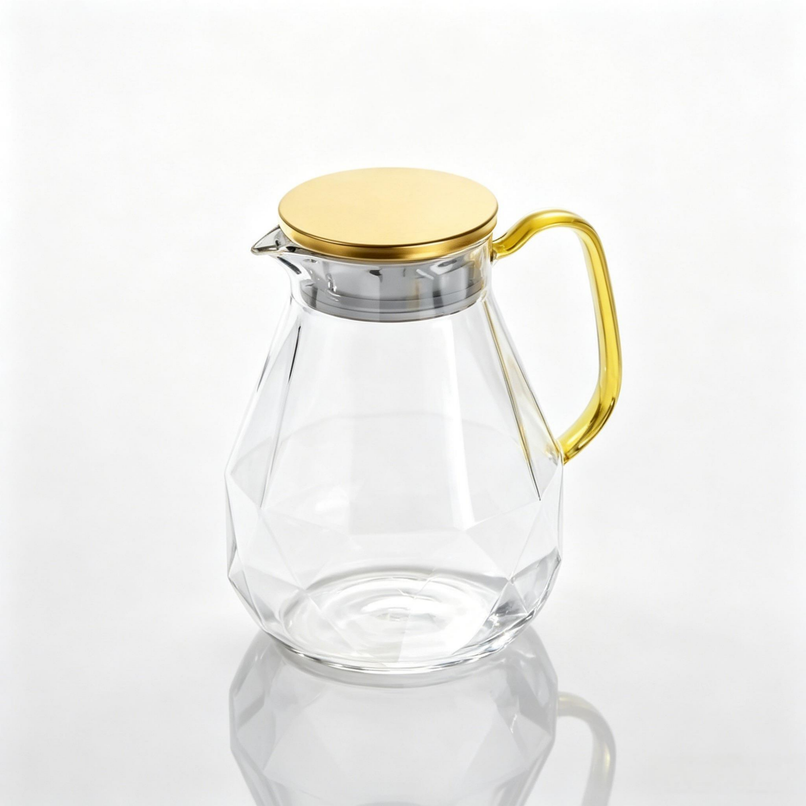 Glass Pitcher with Golden Lid & Spout ( 2L / 68 oz)