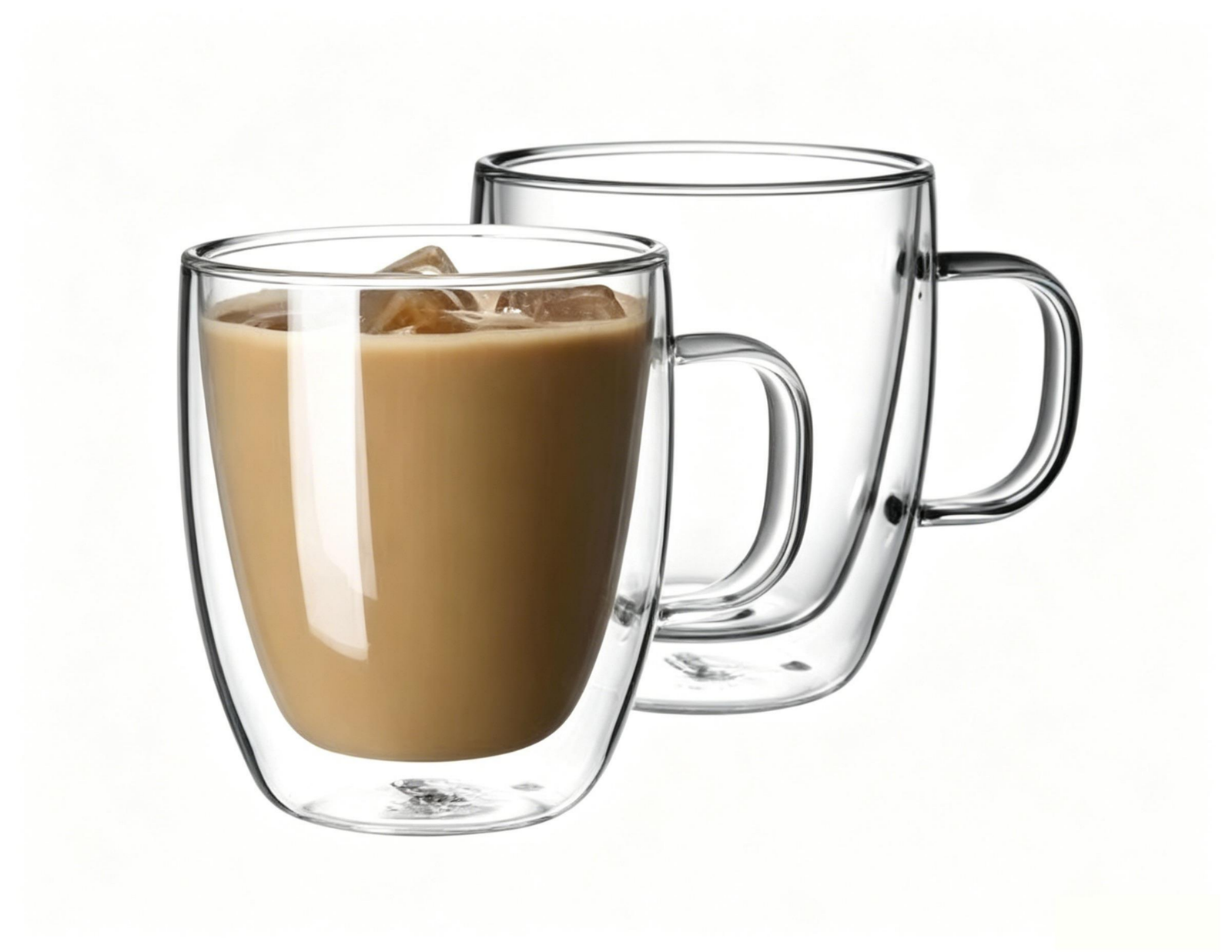 12.5 oz Double Wall Glass Coffee Mugs