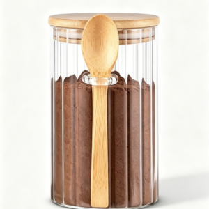 24 oz Airtight Glass Jar with Bamboo Spoons Lids