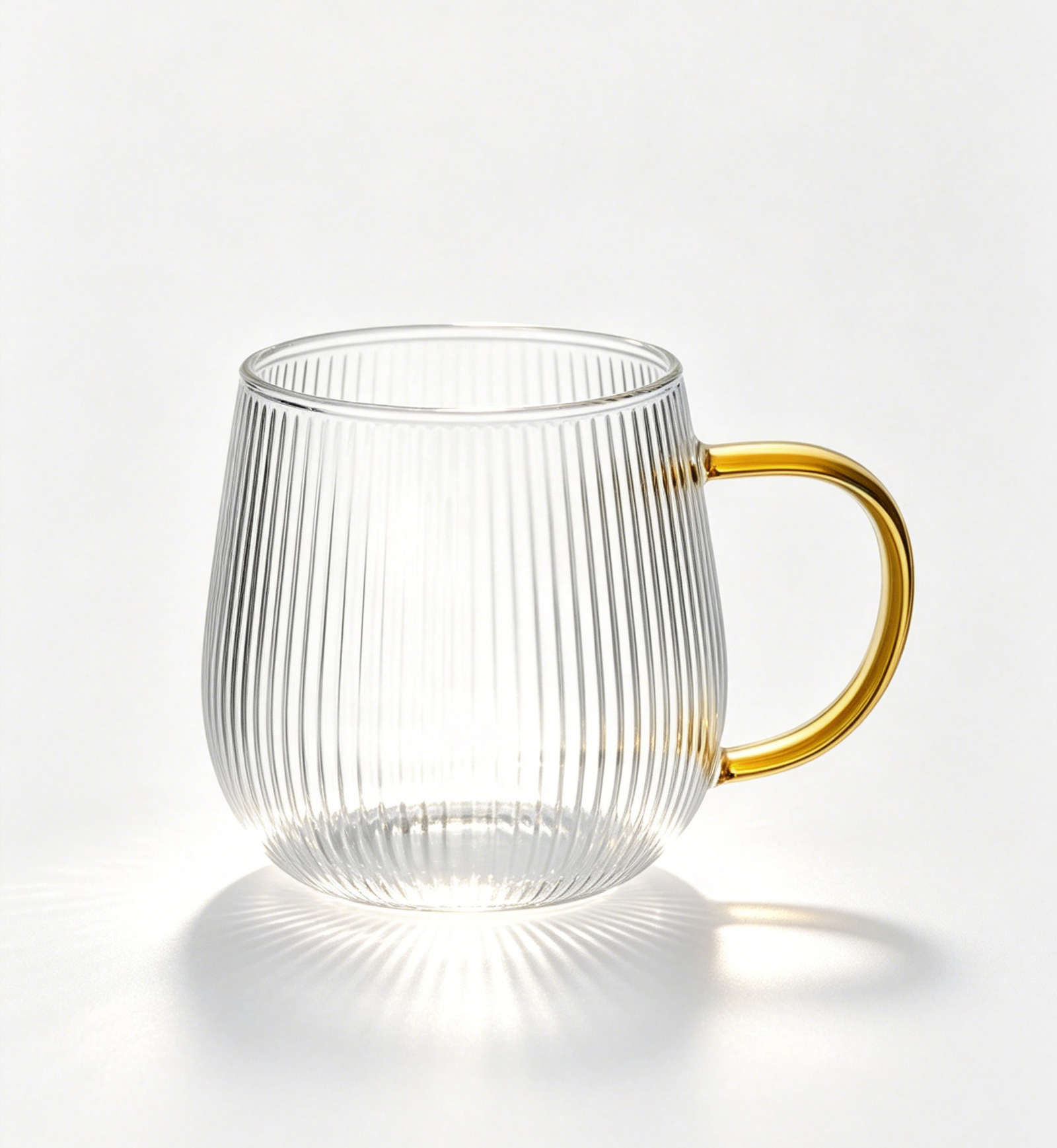 12oz Glass Coffee Cup with Vertical Stripes Pattern